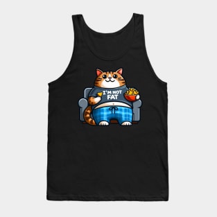 I Am Not Fat meme Tabby Cat Couch Potato Nachos Tank Top